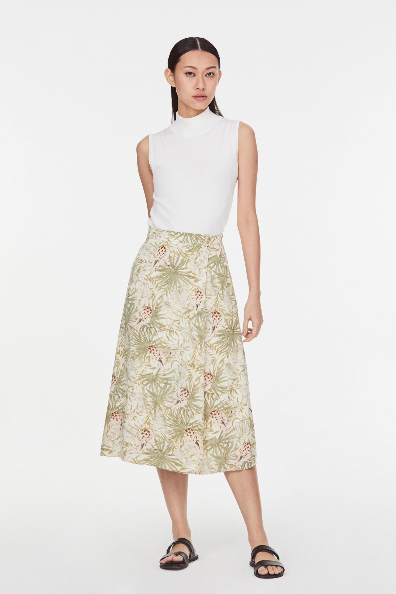 10034 MOSS PRINTED WRAPPED SKIRT