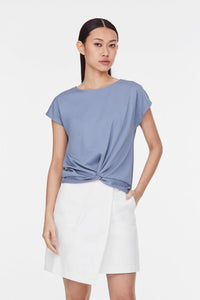 10094 DUSTY BLUE KNOT BLOUSE