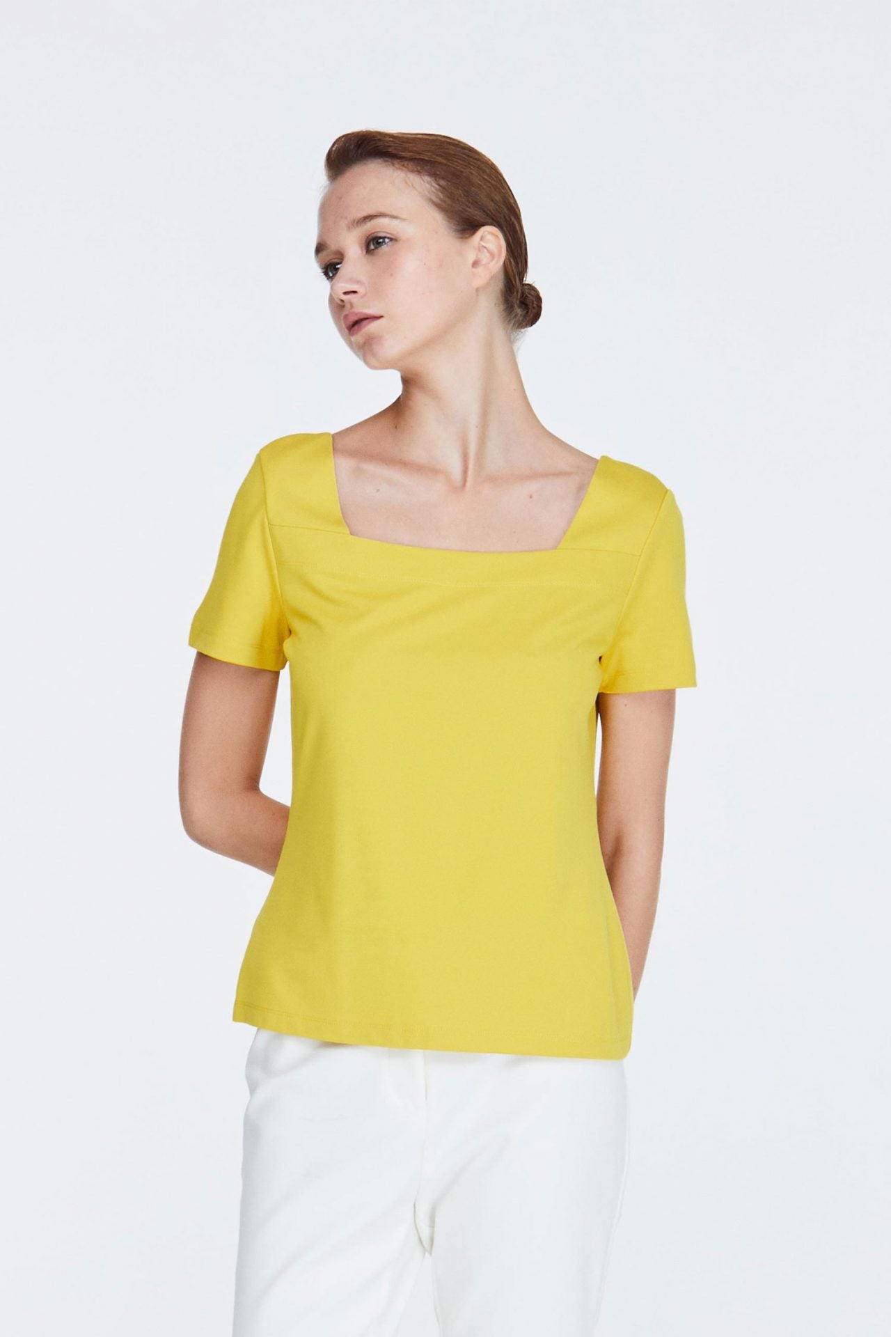 10097-YELLOW-SQUARE-NECKLINE-TOP