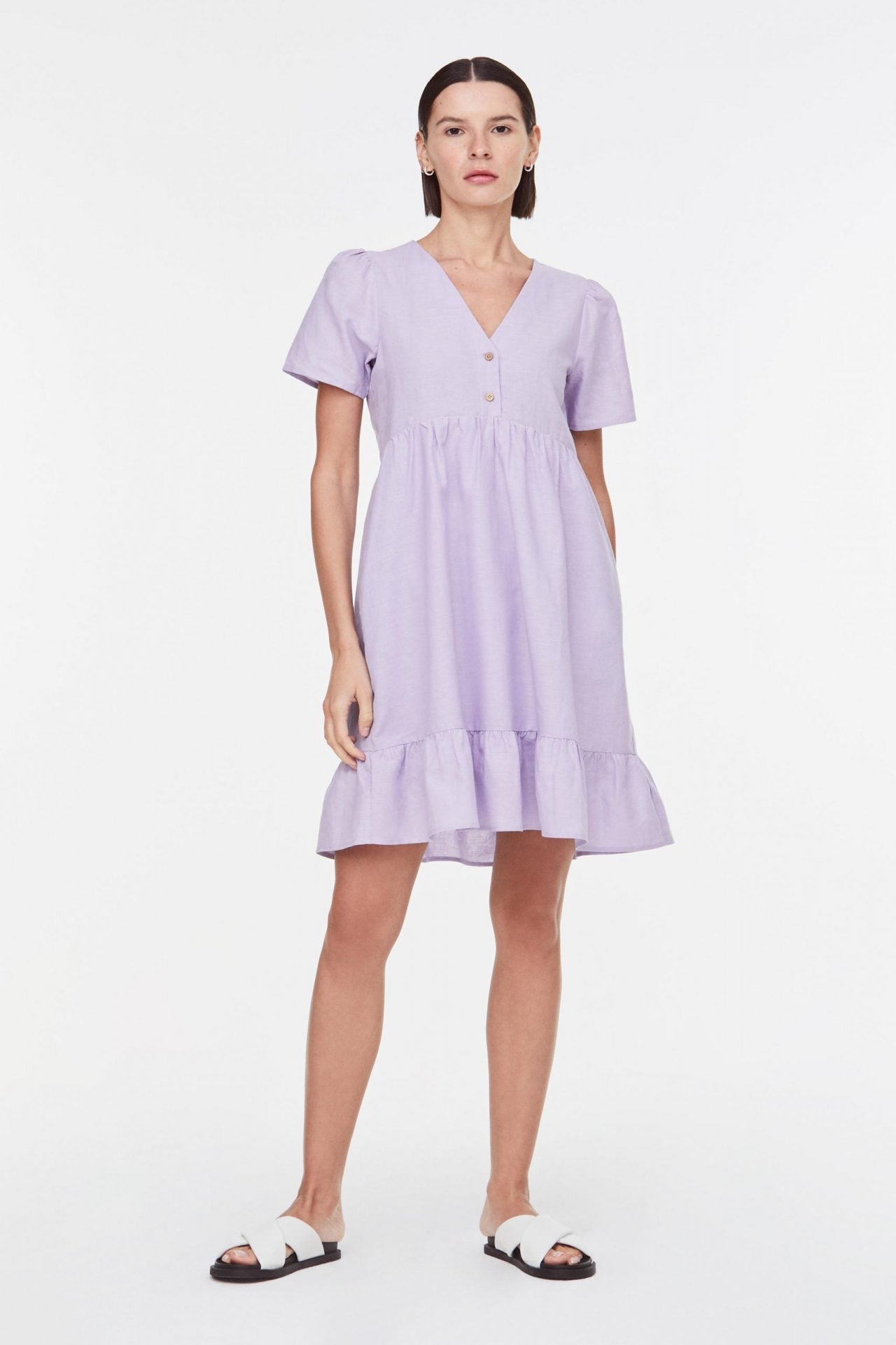 10111 lilac v-neck dress