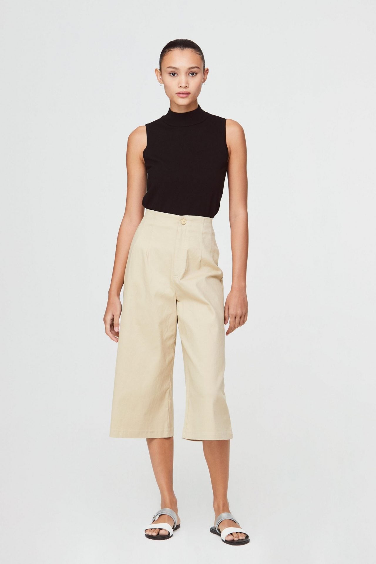 10303 BEIGE WIDE-LEGGED OPENING CULOTTES