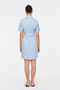 10480 Top Stitched A Linen Dress Grey Blue B