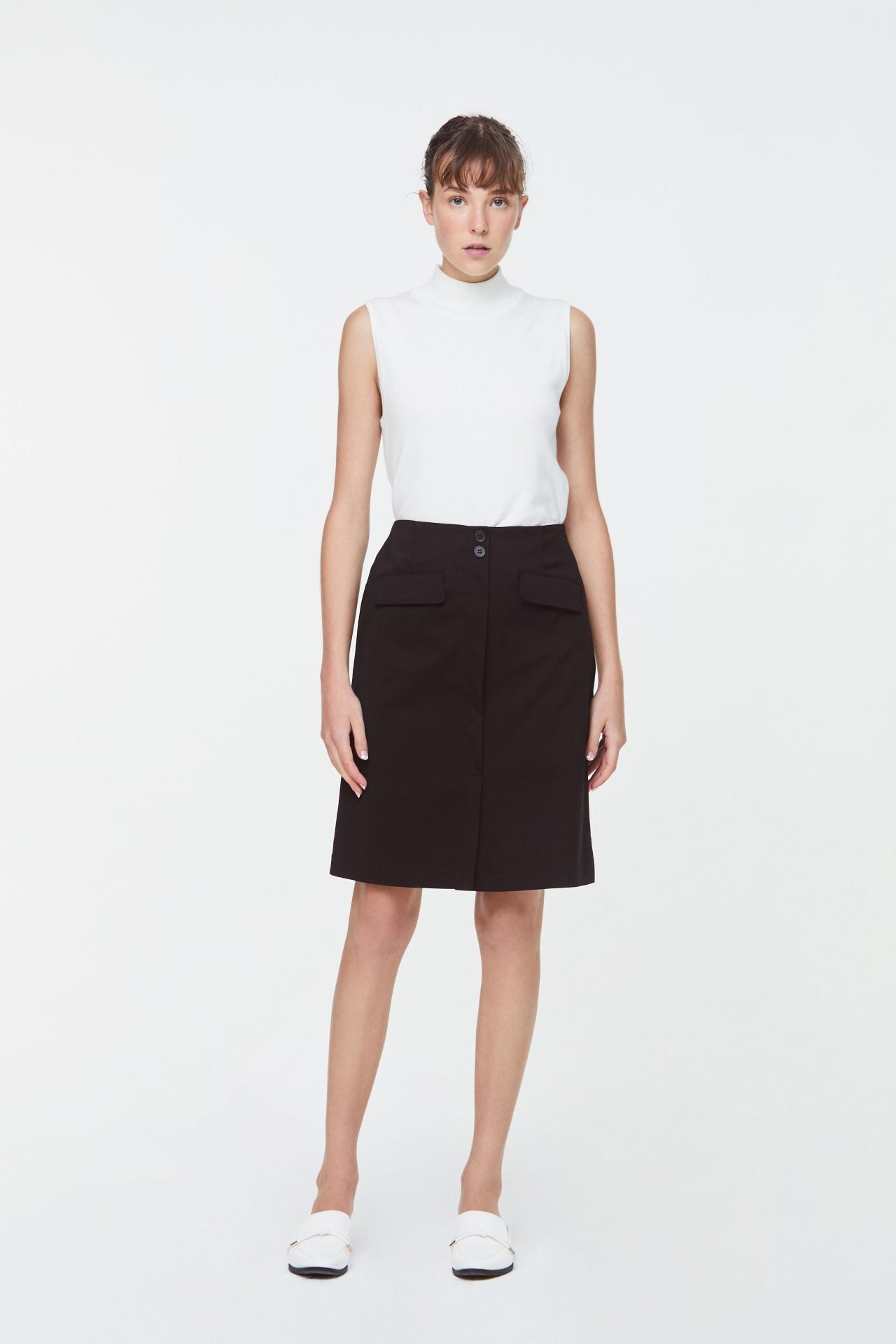 10588 Black Pockets Pencil Skirt