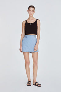 10767 OVERLAPPED PAPERBAG SKORTS LIGHT DENIM