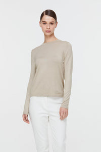 10816 BEIGE LONG SLEEVE KNIT TOP