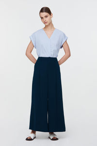10829 NAVY BUTTONED FLARE PANTS
