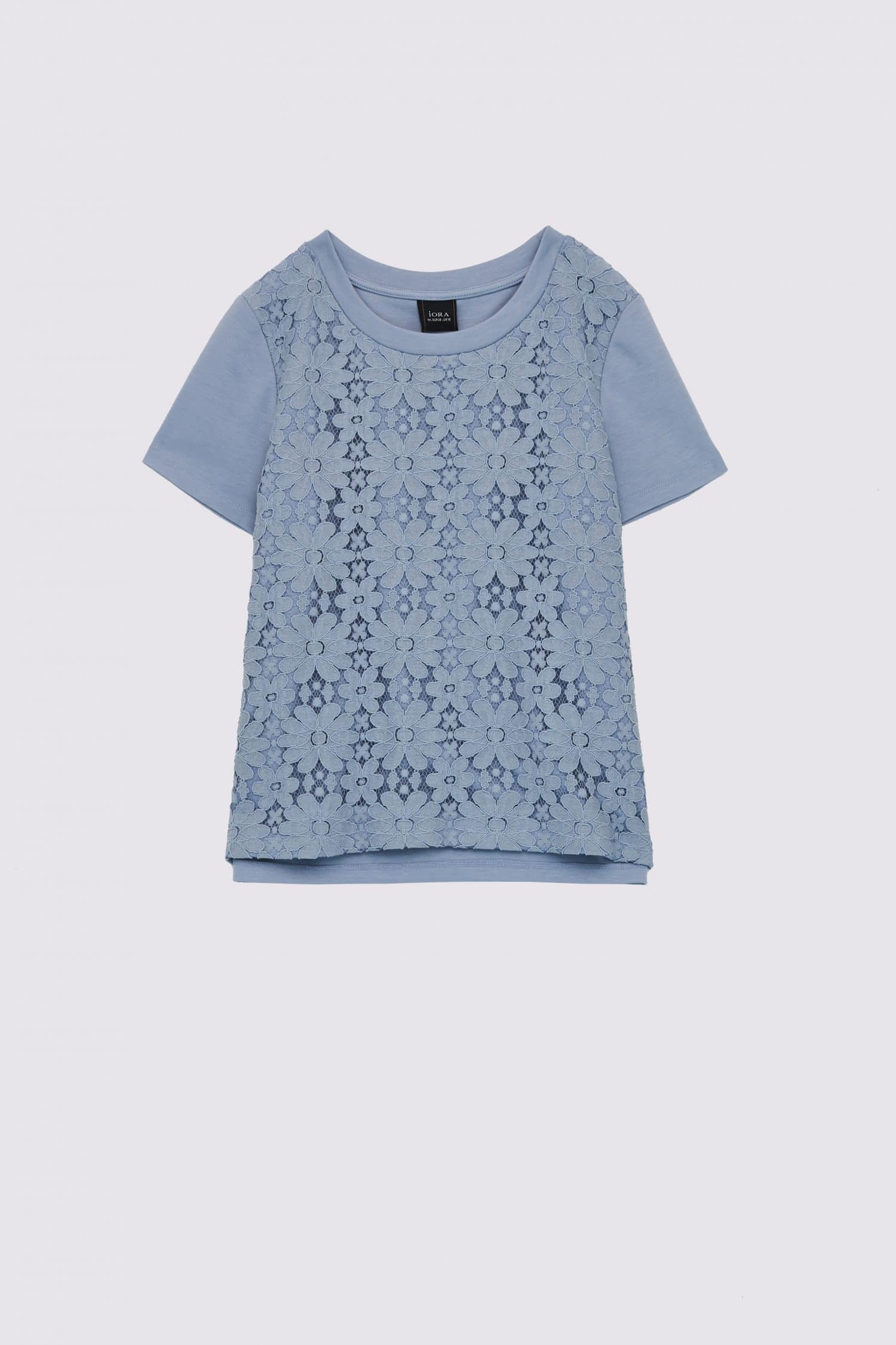 6579 FRONT FLORAL LACED TOP blue