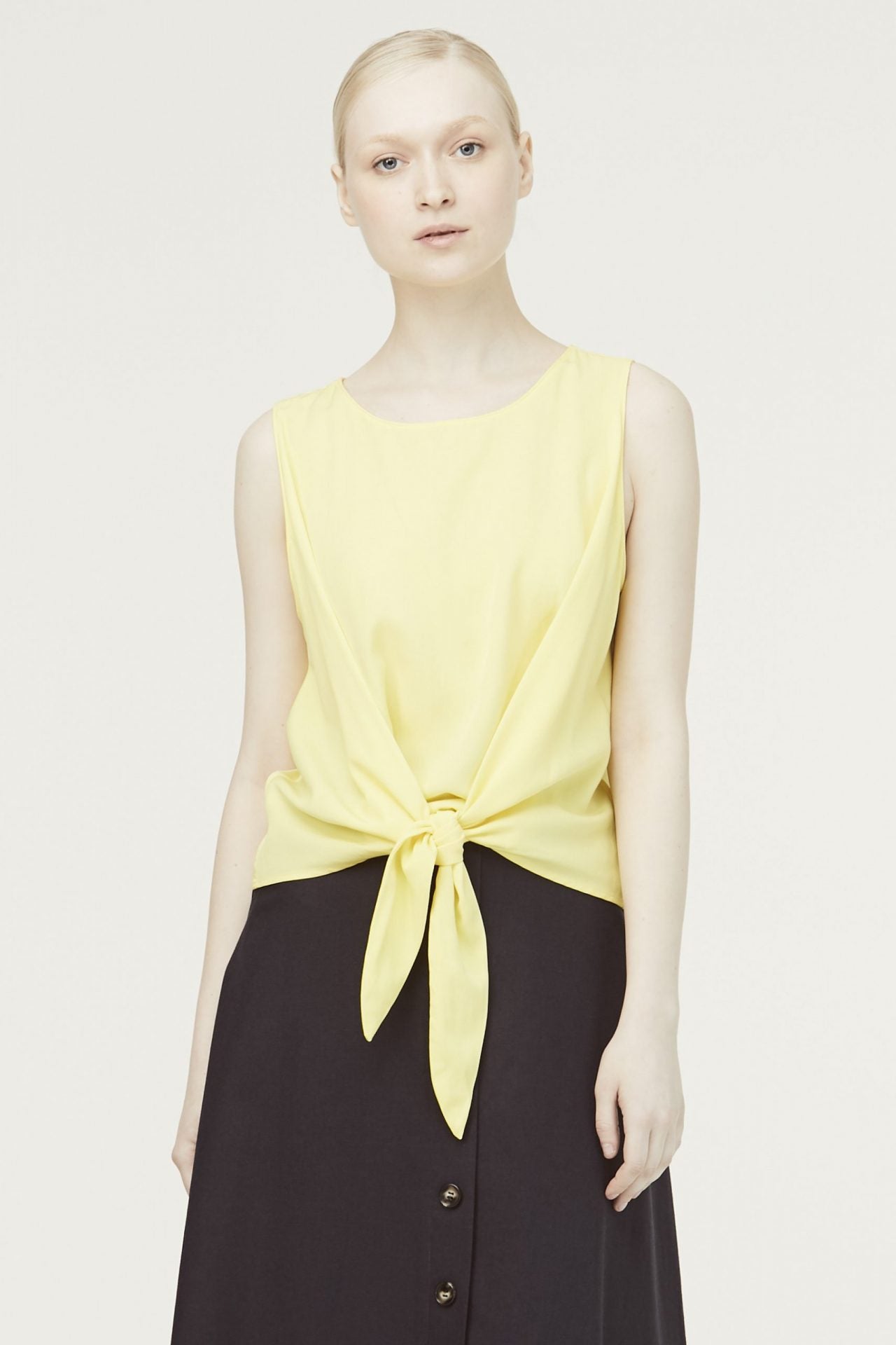 7164 ribbon sleeveless top yellow