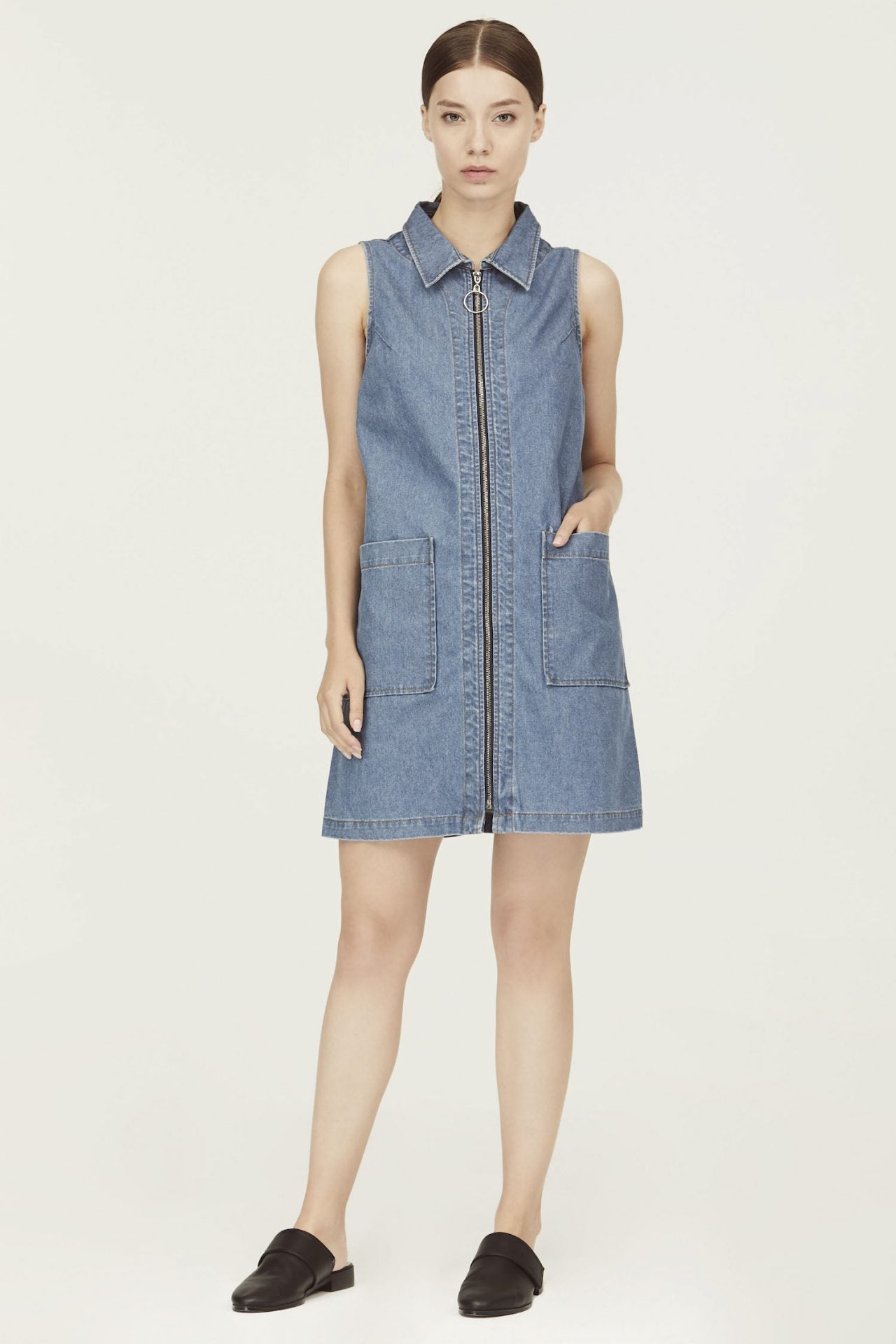 7212 zip up denim dress