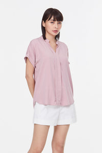 8302 Pink Front Pleat Top