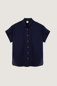 9034-Navy-SHORT-SLEEVE-BUTTON-DOWN-BLOUSE