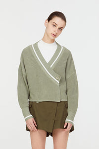 9069 SAGE OVERLAPPED KNIT OUTERWEAR