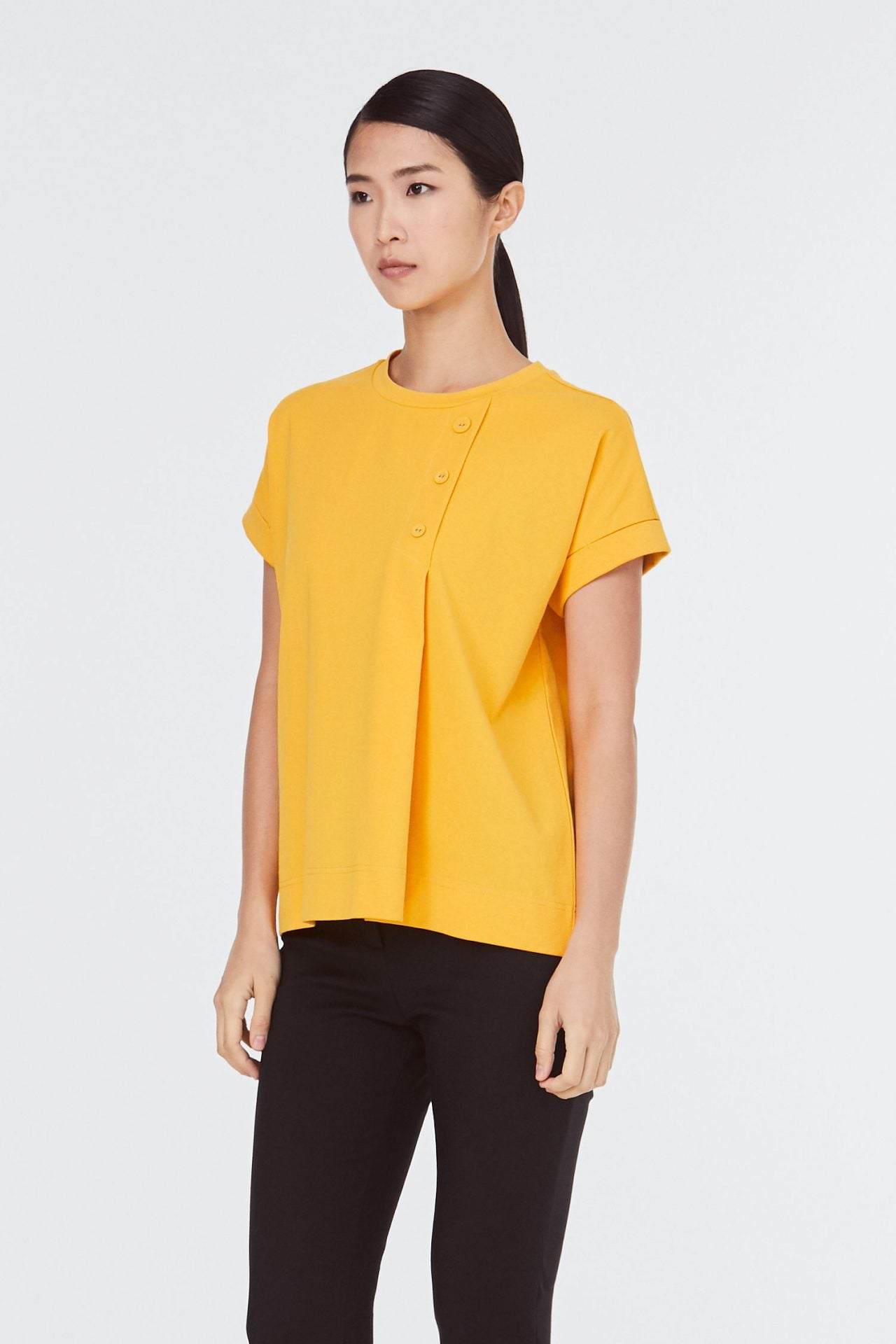 9100 marigold side placket blouse