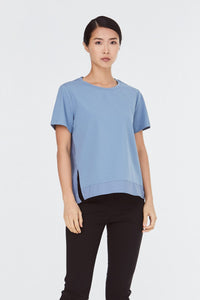 9143 DUSK BLUE ASYMMETRICAL SLIT TEE