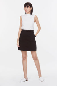 9240 Black Belted Mini Skirt