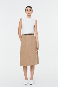 9709 Belted A Line Skirt Khaki