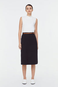 9709 Belted A Line Skirt Navy