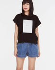 9878 colour blocked printed tee black