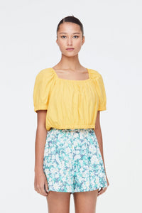 9905 Cropped Squre Neck Top Yellow