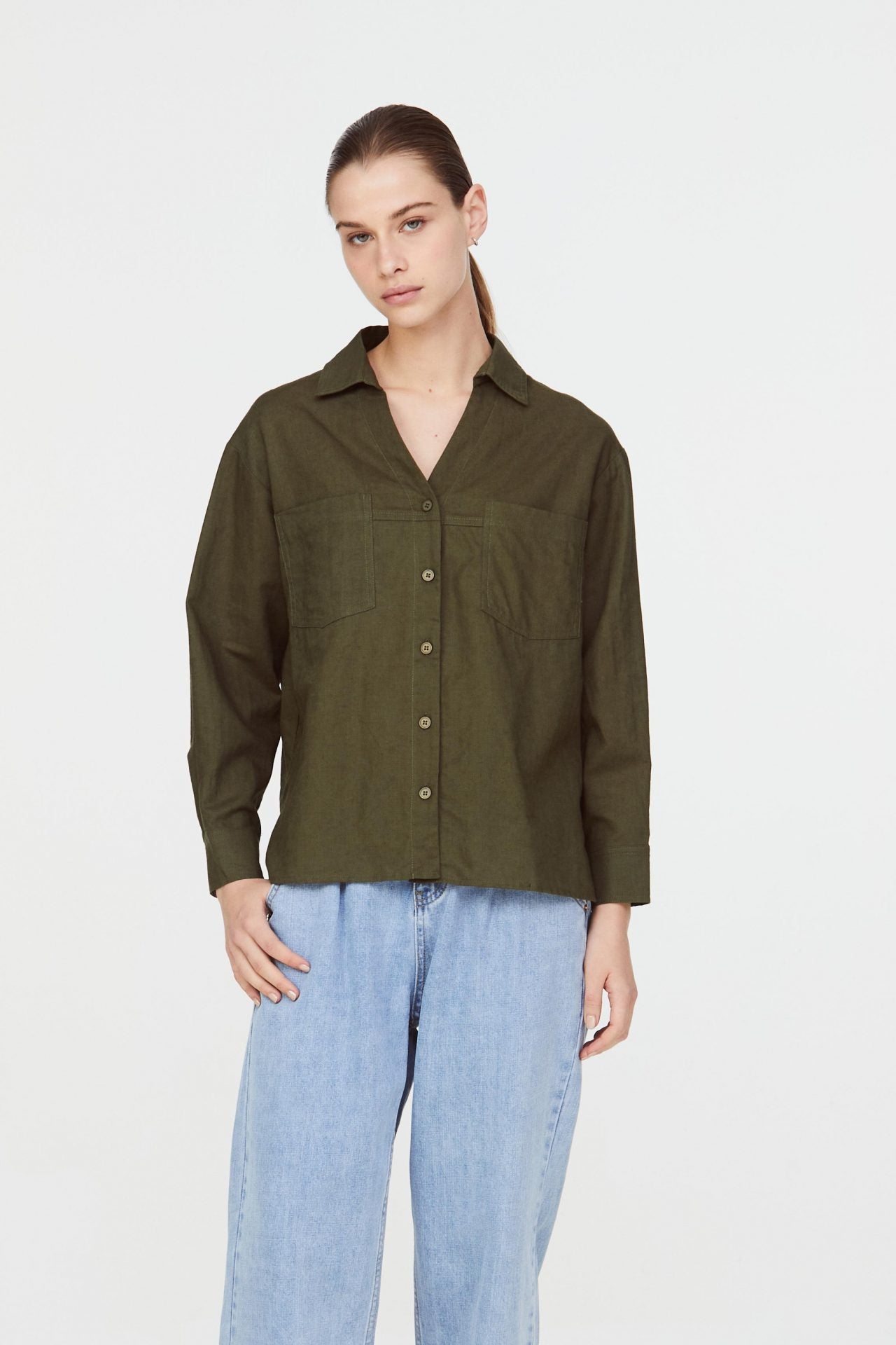 9951 LONG SLEEVE TOP ARMY GREEN