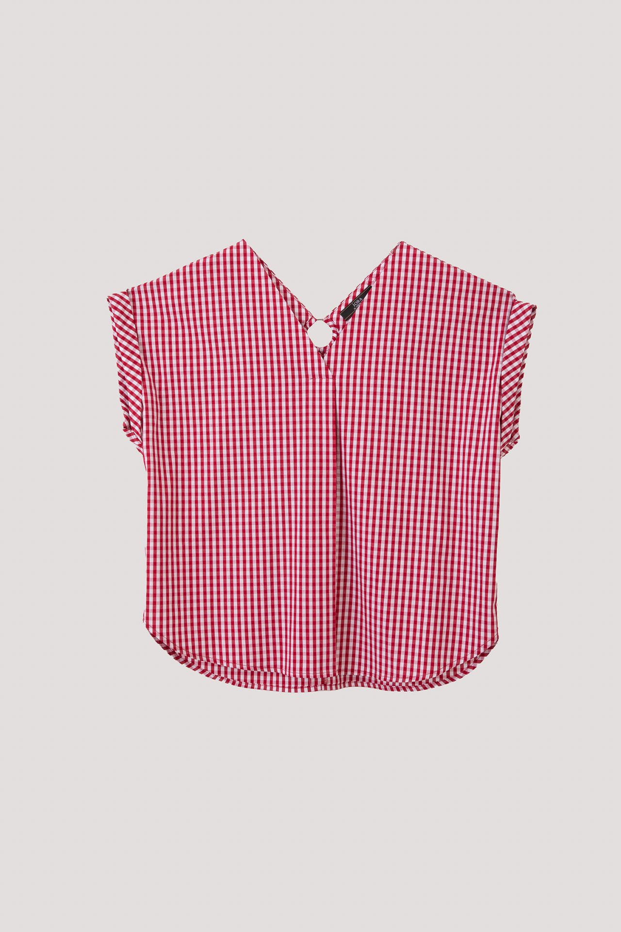 AB 10267 BACK O-RING CHECKERED BLOUSE DARK RED