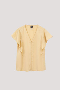 AB 10704 V-NECK BUTTONED BLOUSE BUTTER