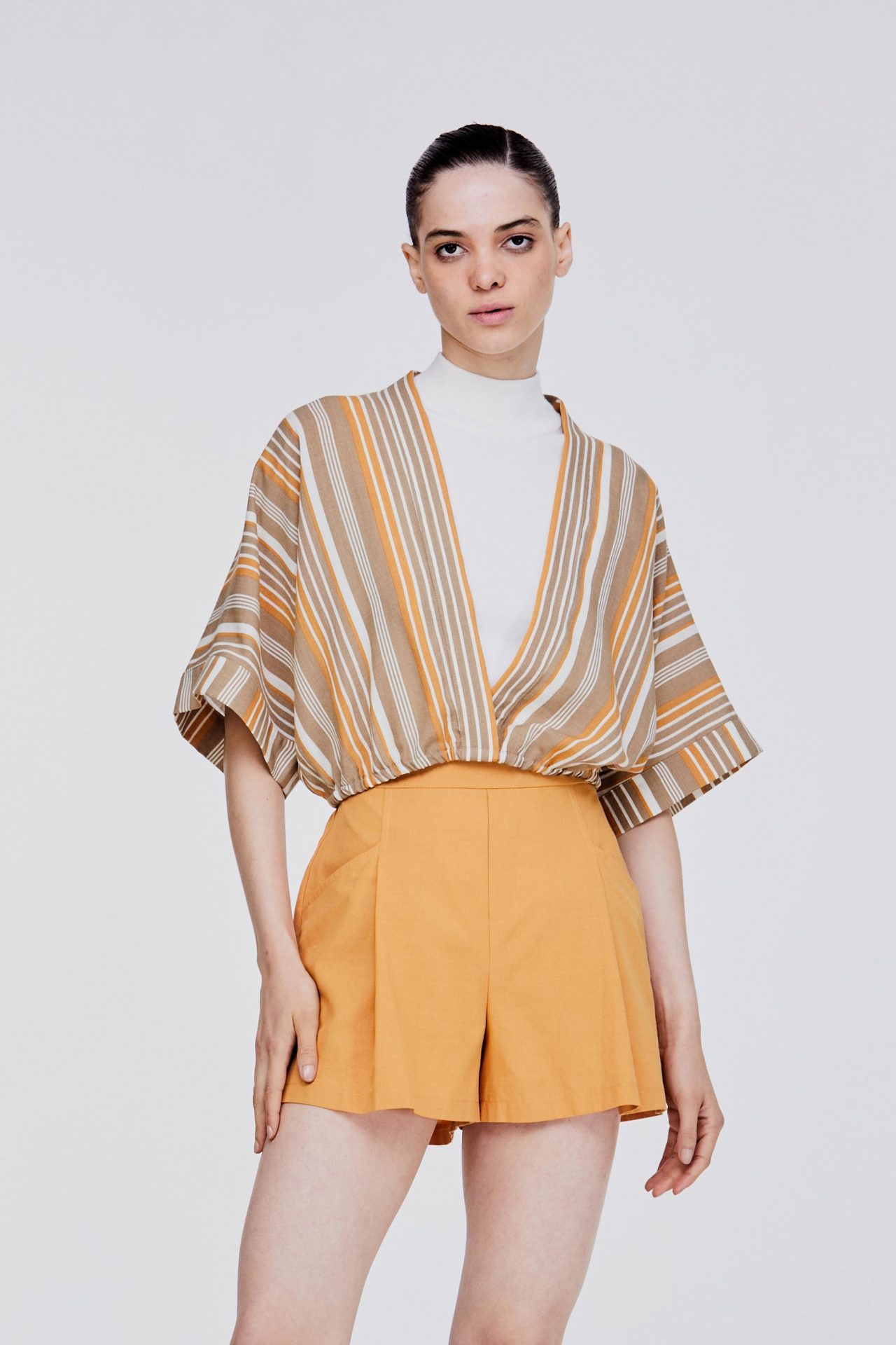 AB 11037 OVERLAPPED KIMONO TOP MUSTARD