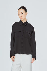 AB 11839 SOFT DRAPPED CLASSIC SHIRT BLACK