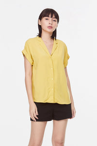 AB 9296 V-NECK COLLARED BLOUSE YELLOW