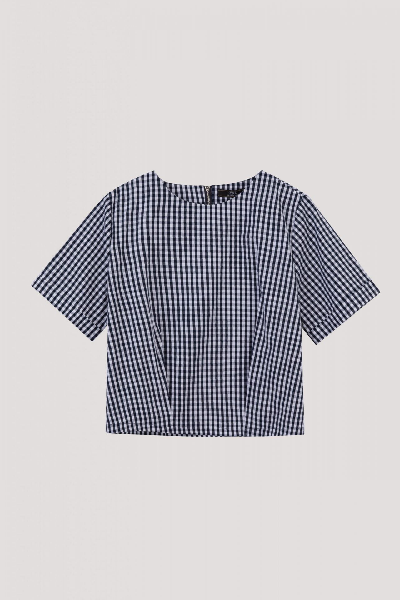 AB 9978 DETAILED BLOUSE NAVY CHECK