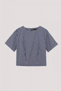 AB 9978 DETAILED BLOUSE NAVY CHECK