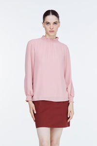 ABL 11175 HIGH NECK LONG SLEEVE BLOUSE BLUSH