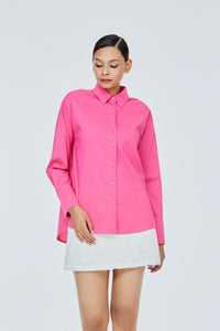 ABL 11532 COLLARED LONG SLEEVES BLOUSE HOT PINK