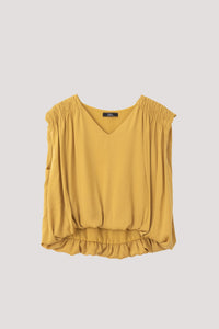 ABV 10654 PADDED SHOULDER PLEATED BLOUSE CORN