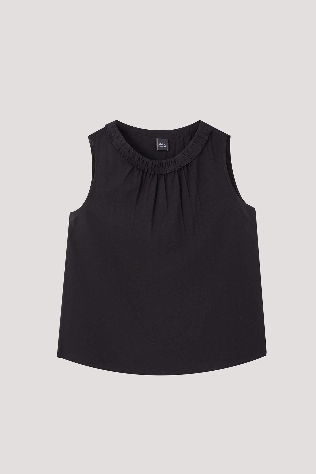 ABV 11579 RUFFLE NECK SLEEVELESS TOP BLACK