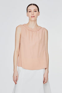 ABV 11579 RUFFLE NECK SLEEVELESS TOP BLUSH