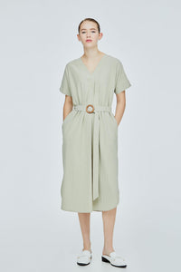 ADQ 11059 C NECK DRESS SAGE