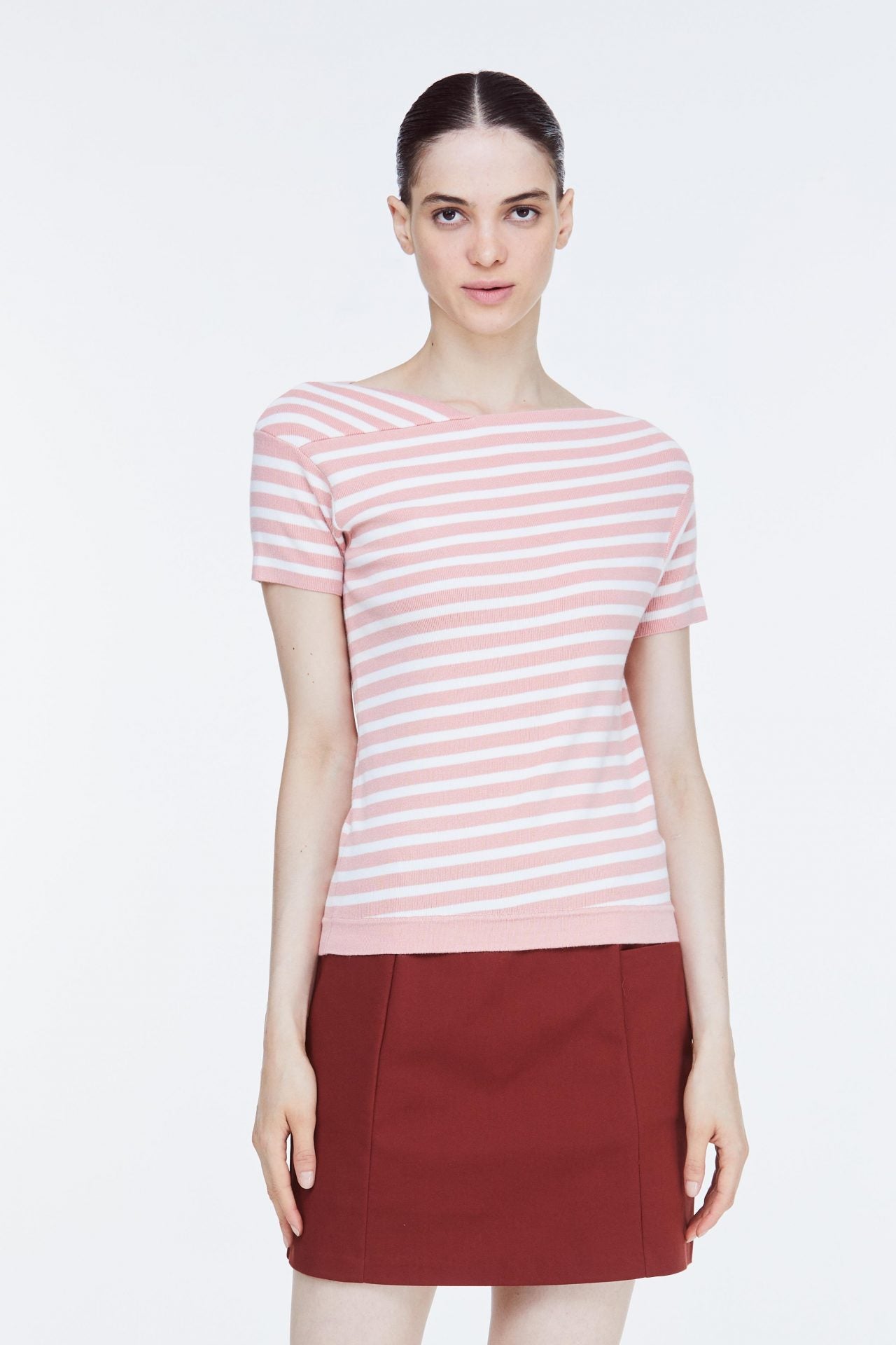 AK 9799 STRIPED WRAP TOP BLUSH