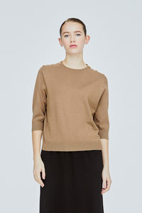 AKB 10227 KNITTED BLOUSE BROWN