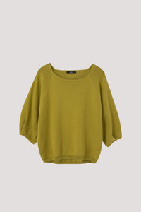 AKB 9646 PUFFED SLEEVES KNIT BLOUSE OLIVE