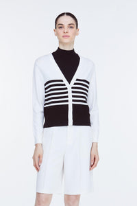 AKL 11055 STRIPED CARDIGAN CREAM