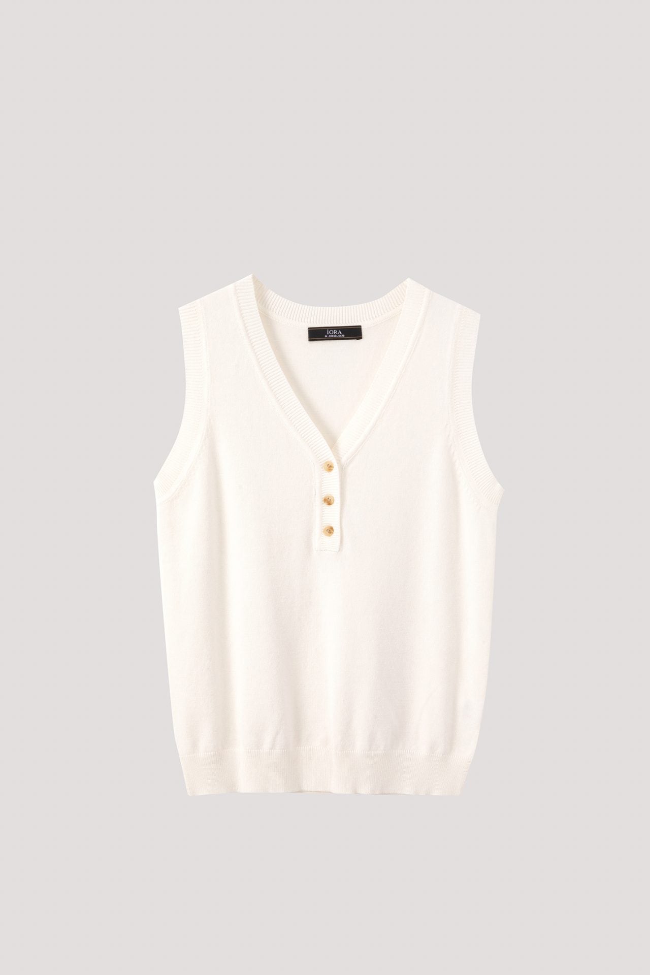 AKV 10163 V-NECK BUTTON TANK CREAM