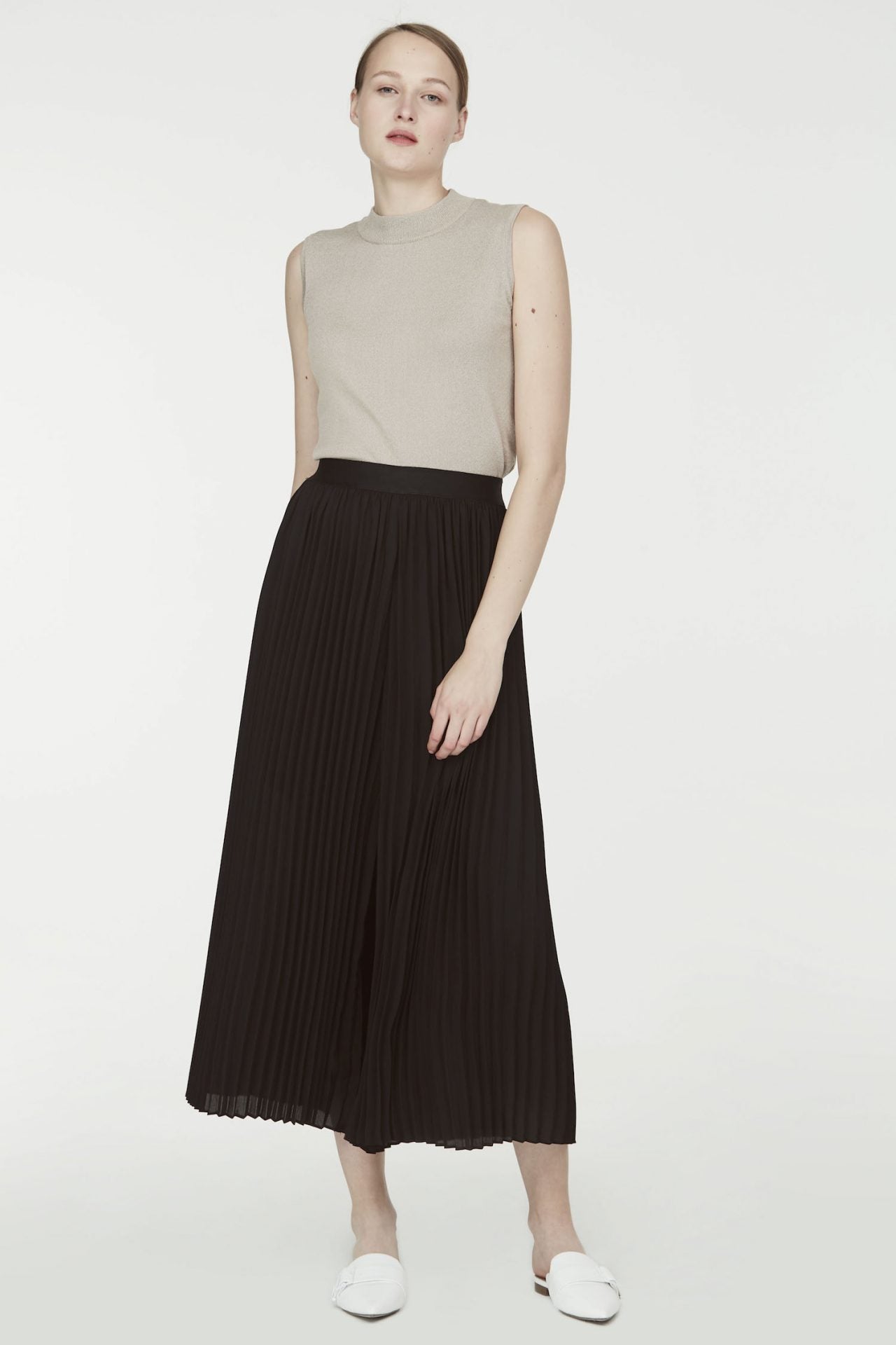 APL 7676 BLACK LONG PLEATED SKIRT
