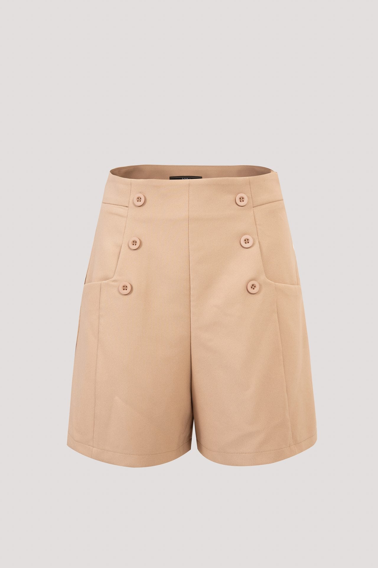 APS 9589 DECORATIVE BUTTON SHORTS KHAKI