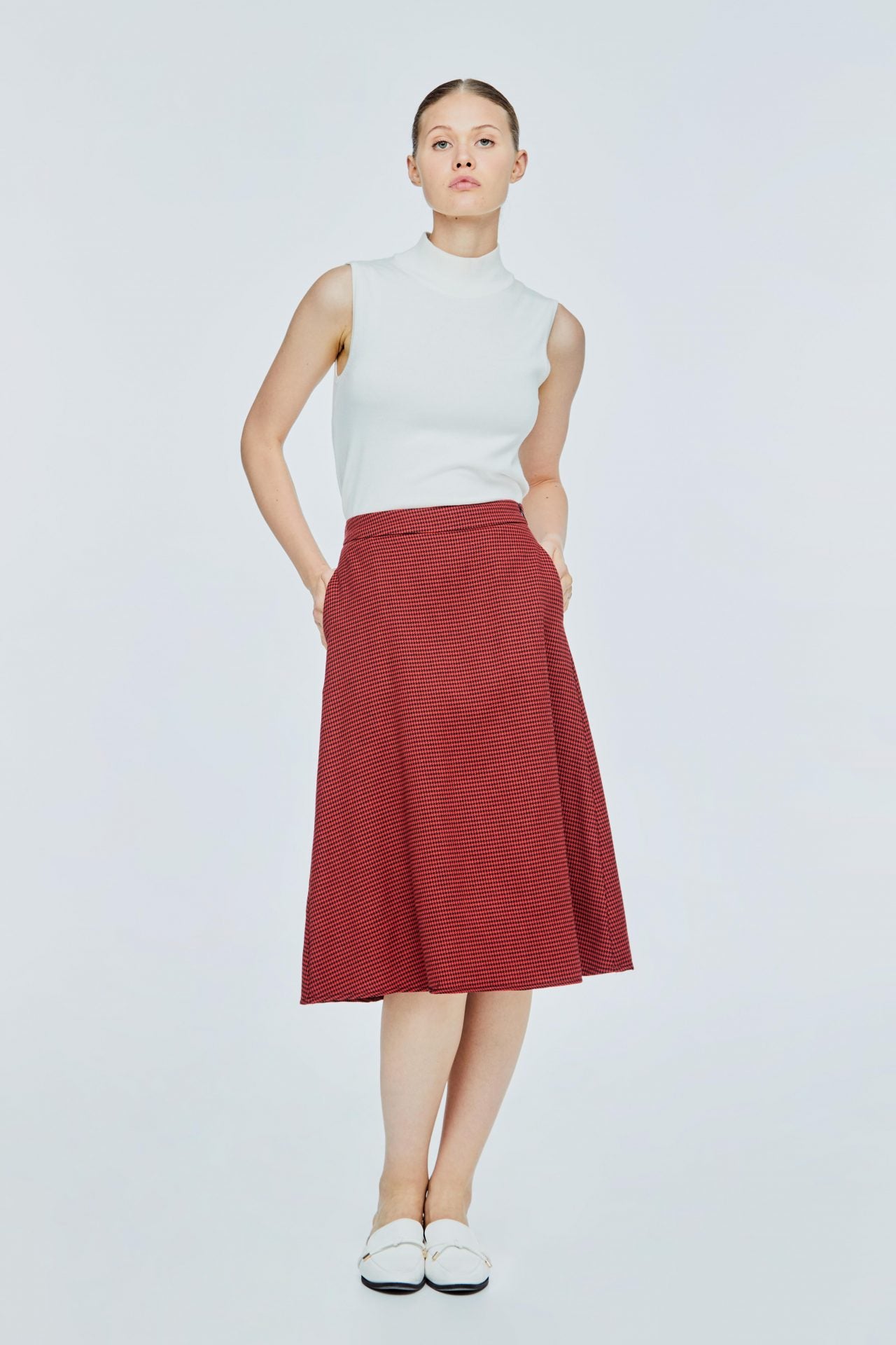 AS 10994 PATTERN A-LINE SKIRT MAROON