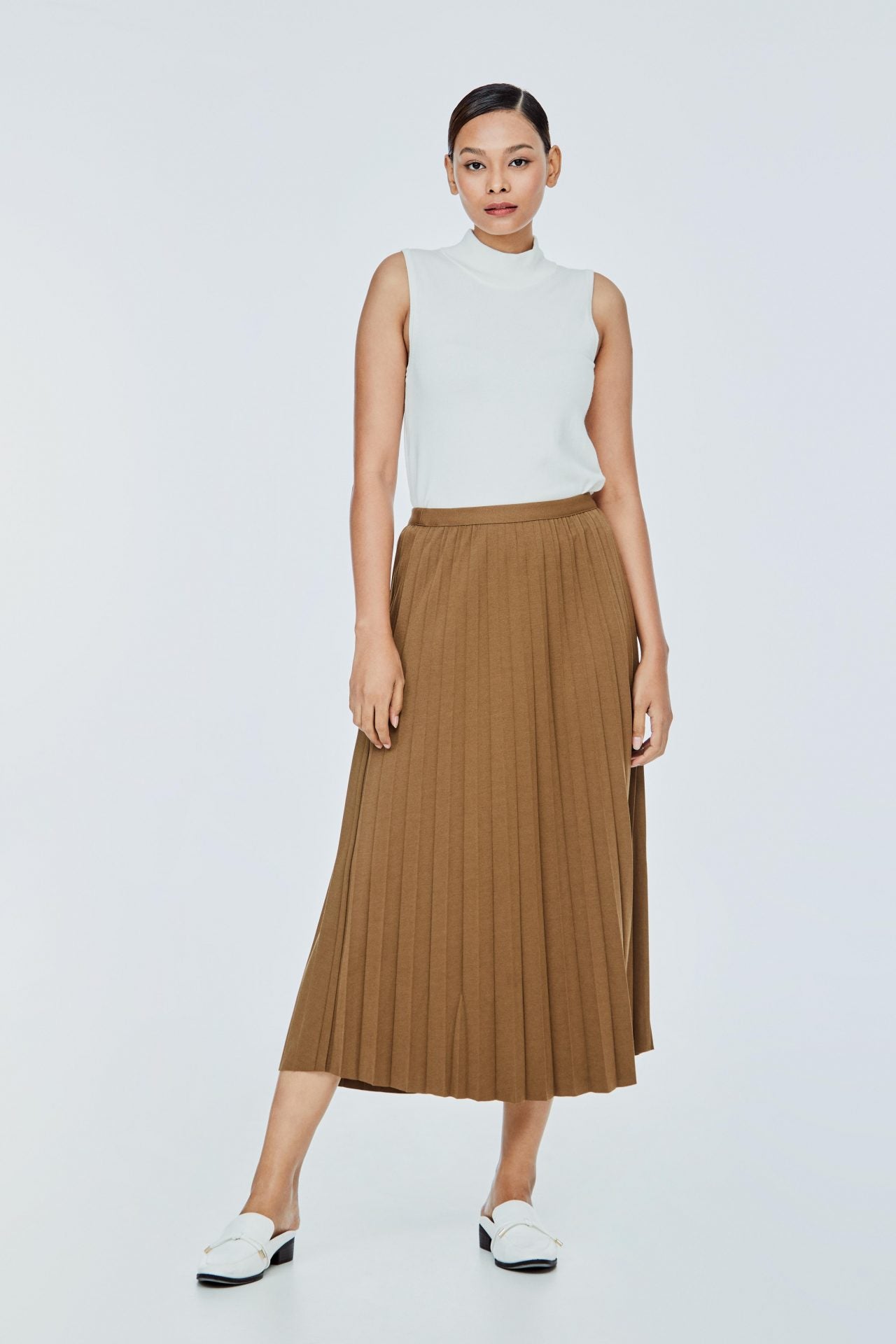ASK 11535 PLEATED SKIRT BROWN
