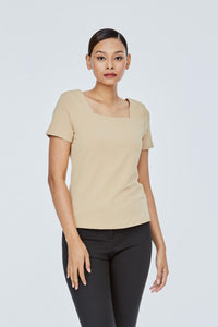 AT 10097 SQUARE NECKLINE BLOUSE KHAKI