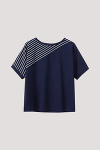 AT 10426 MIXED BLOCKED TEE NAVY