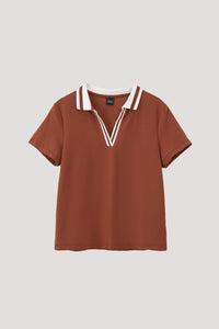 AT 10430 COLLARED BLOUSE BROWN