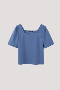 AT 10510 SQUARE NECK FLARE SLEEVES BLOUSE STEEL BLUE